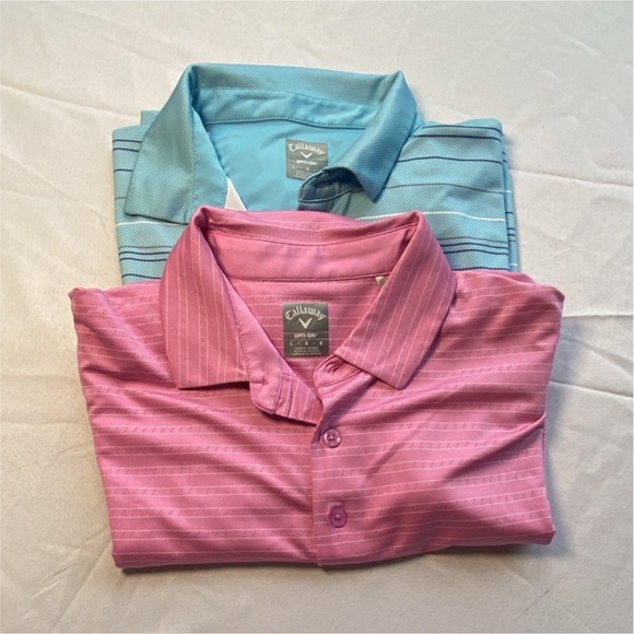 Callaway Other - Callaway Golf Opti-Dri Men's Striped Polo Shirts Pink Blue Size L